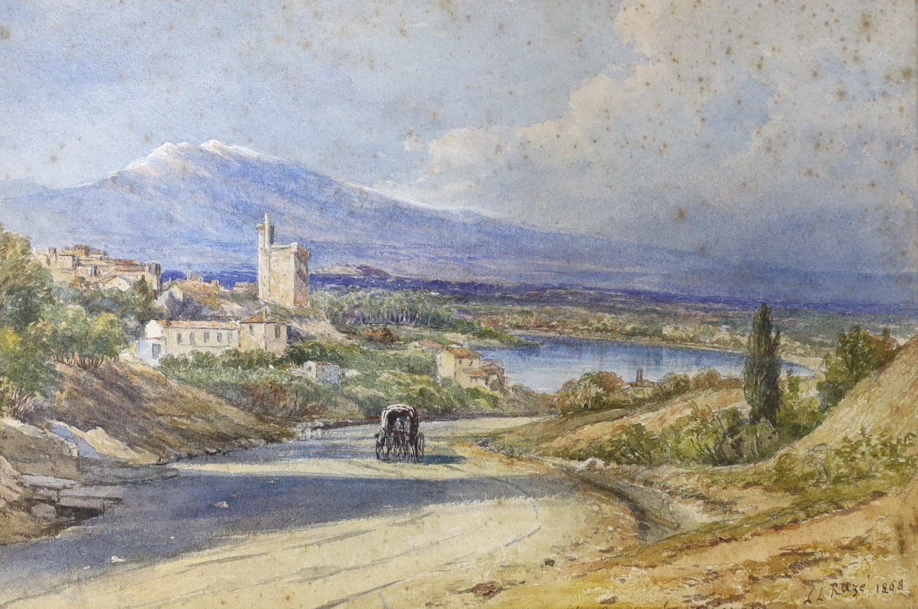 Louis Laurent Razé (1805-1872), two watercolours, 'Near Avignon', signed and dated 1868, 24 x 37cm, together with another smaller example